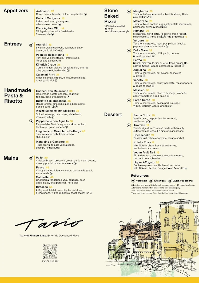 Menu, Tazio