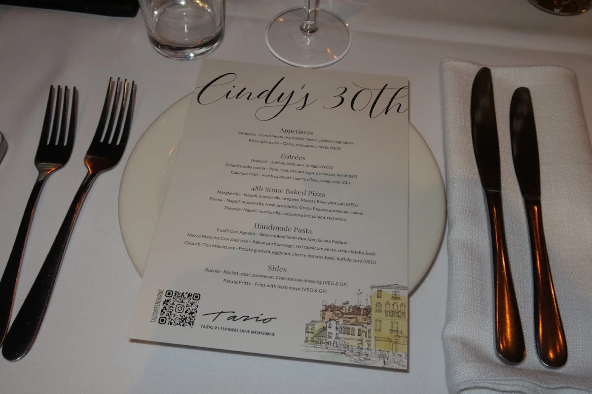 Menu, Tazio