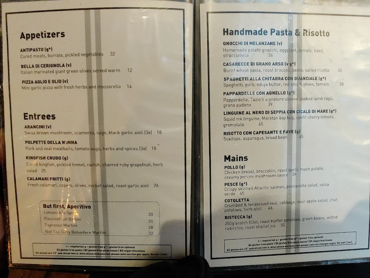 Menu, Tazio