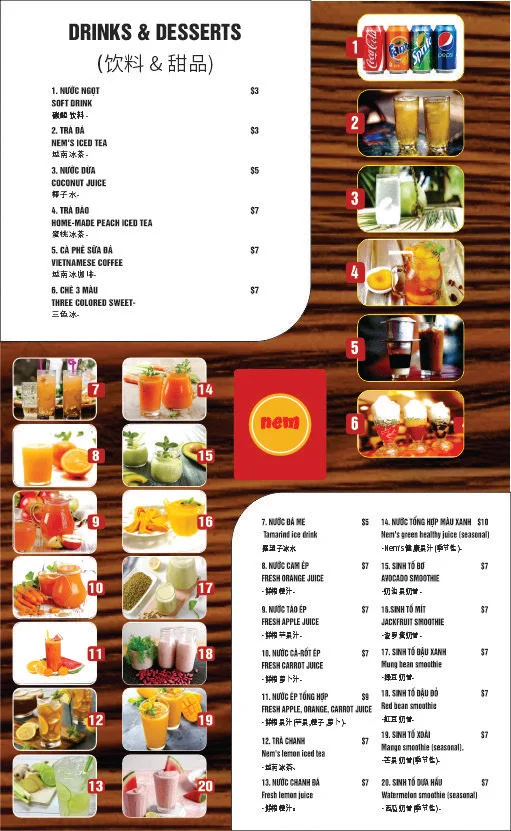Menu, Nem Riverwood