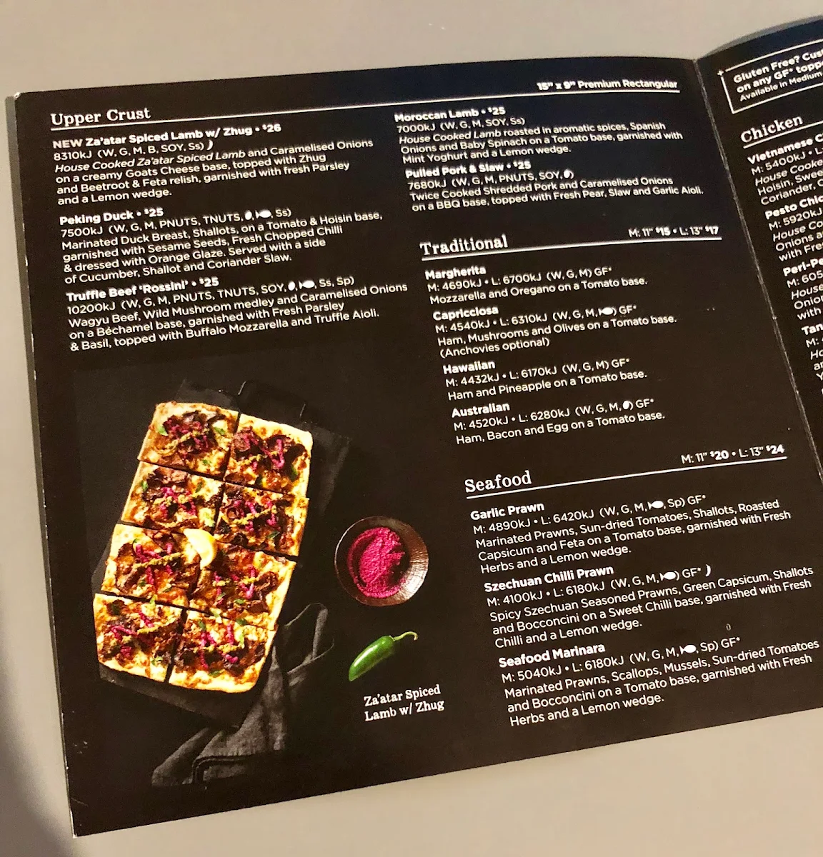 Menu, Crust Pizza Mount Lawley