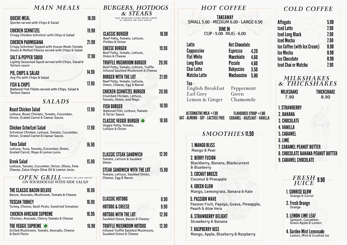 Menu, St George’s Bakehouse - Brickworks