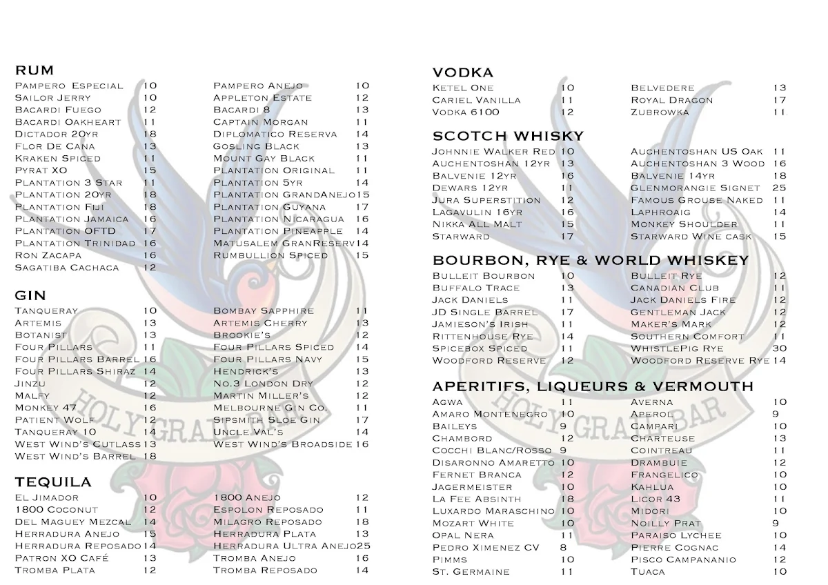 Menu, Holy Grail