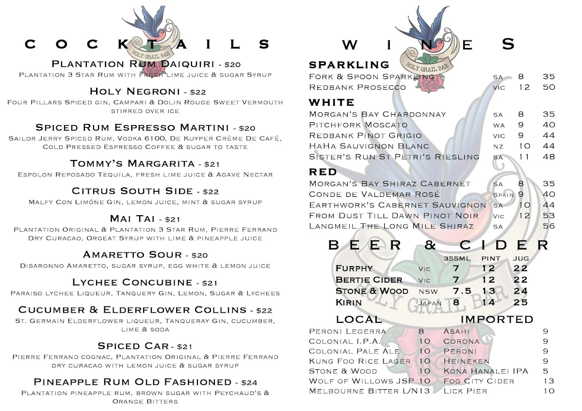 Menu, Holy Grail