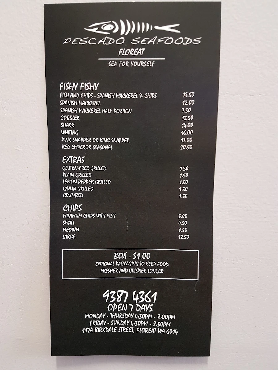 Menu, Pescado Seafoods