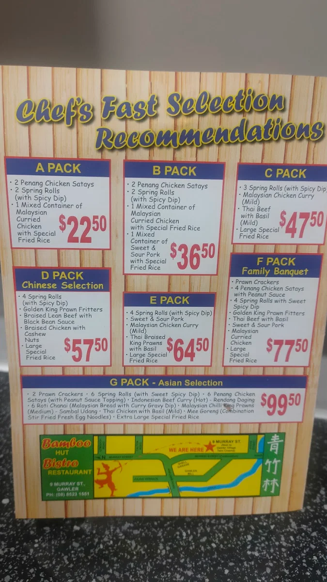 Menu, Bamboo Bistro