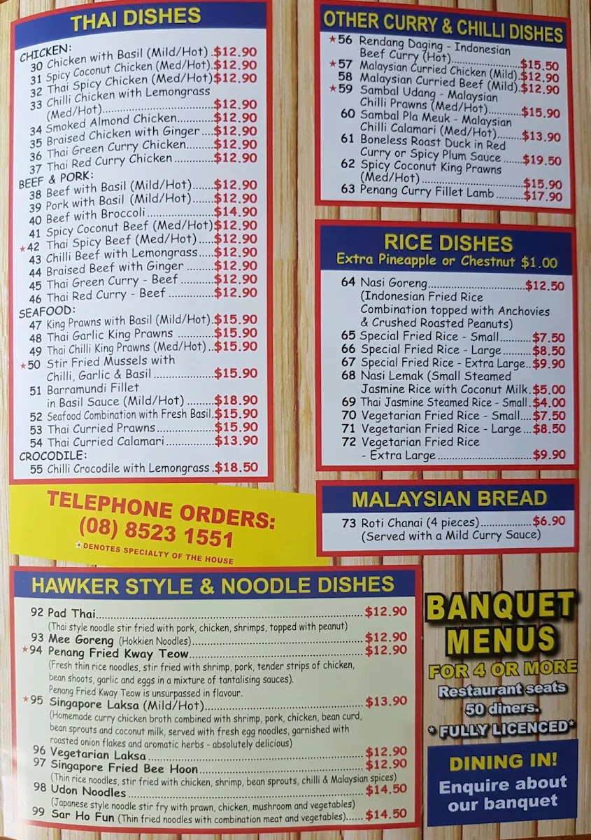 Menu, Bamboo Bistro