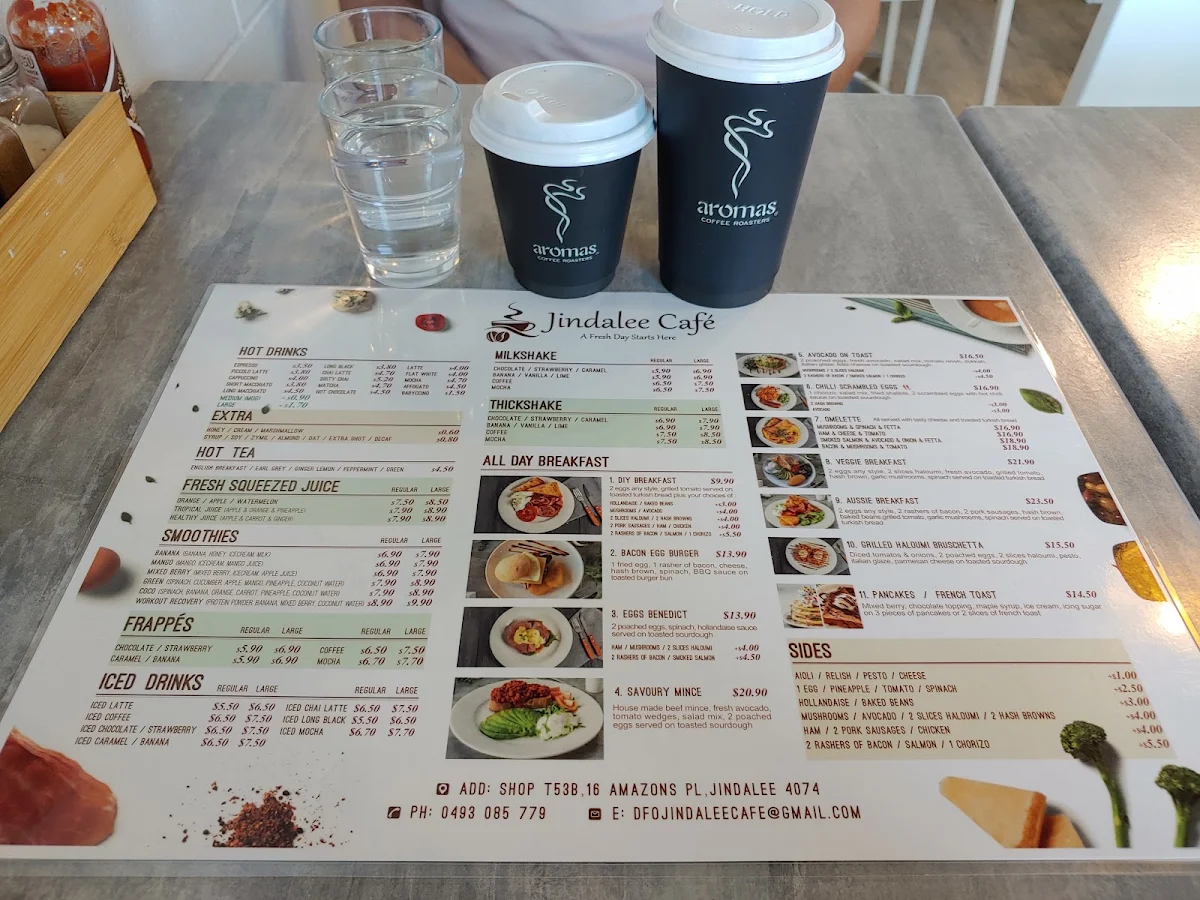Menu, Jindalee Cafe