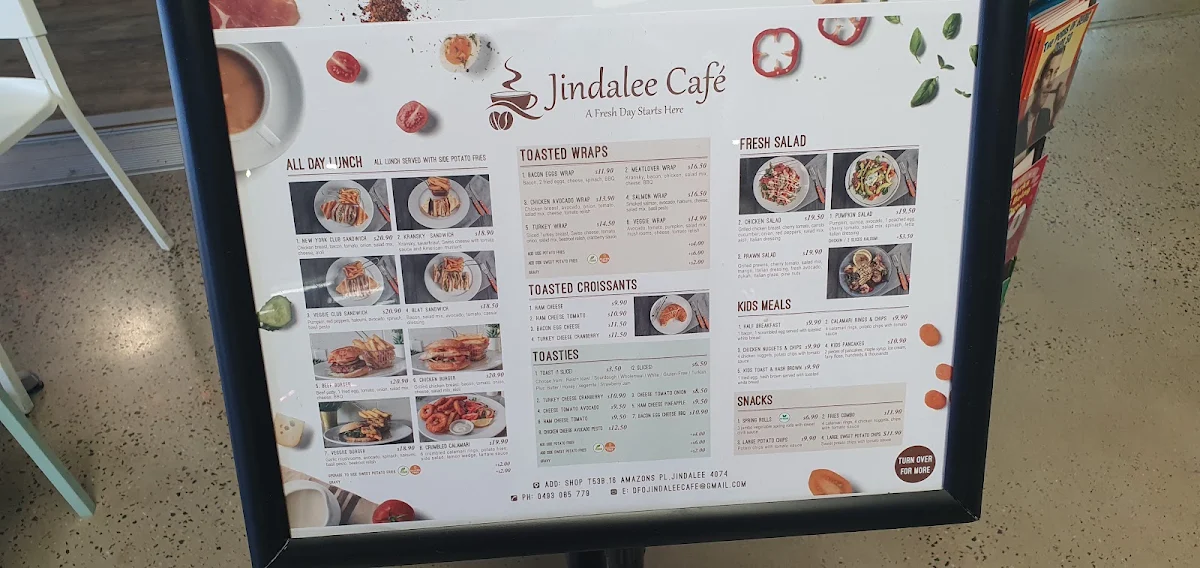 Menu, Jindalee Cafe