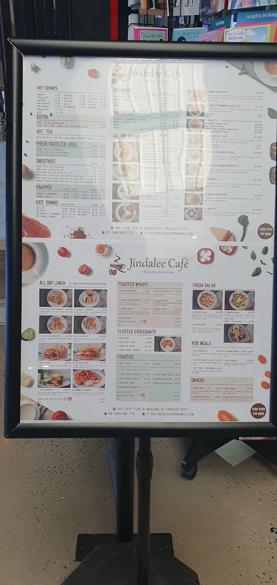 Menu, Jindalee Cafe