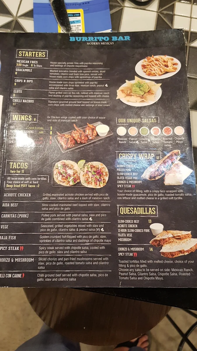 Menu, Burrito Bar Peregian Springs