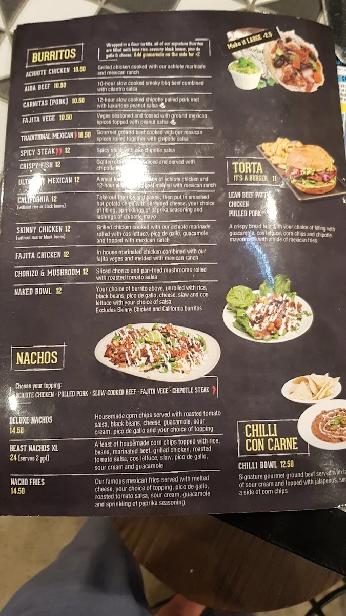 Menu, Burrito Bar Peregian Springs