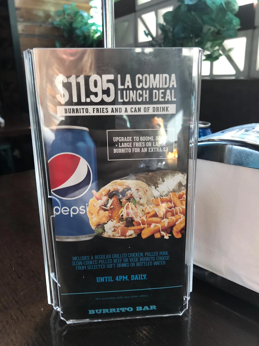 Menu, Burrito Bar Peregian Springs