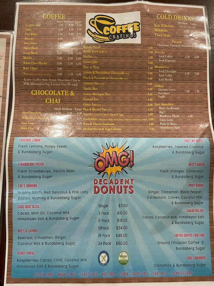 Menu, Pizza Cravings Dubbo