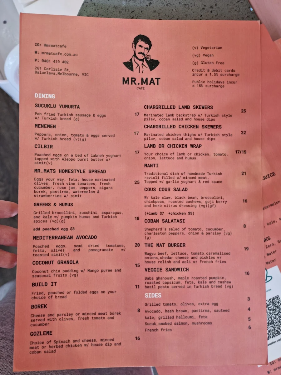 Menu, Miss mat