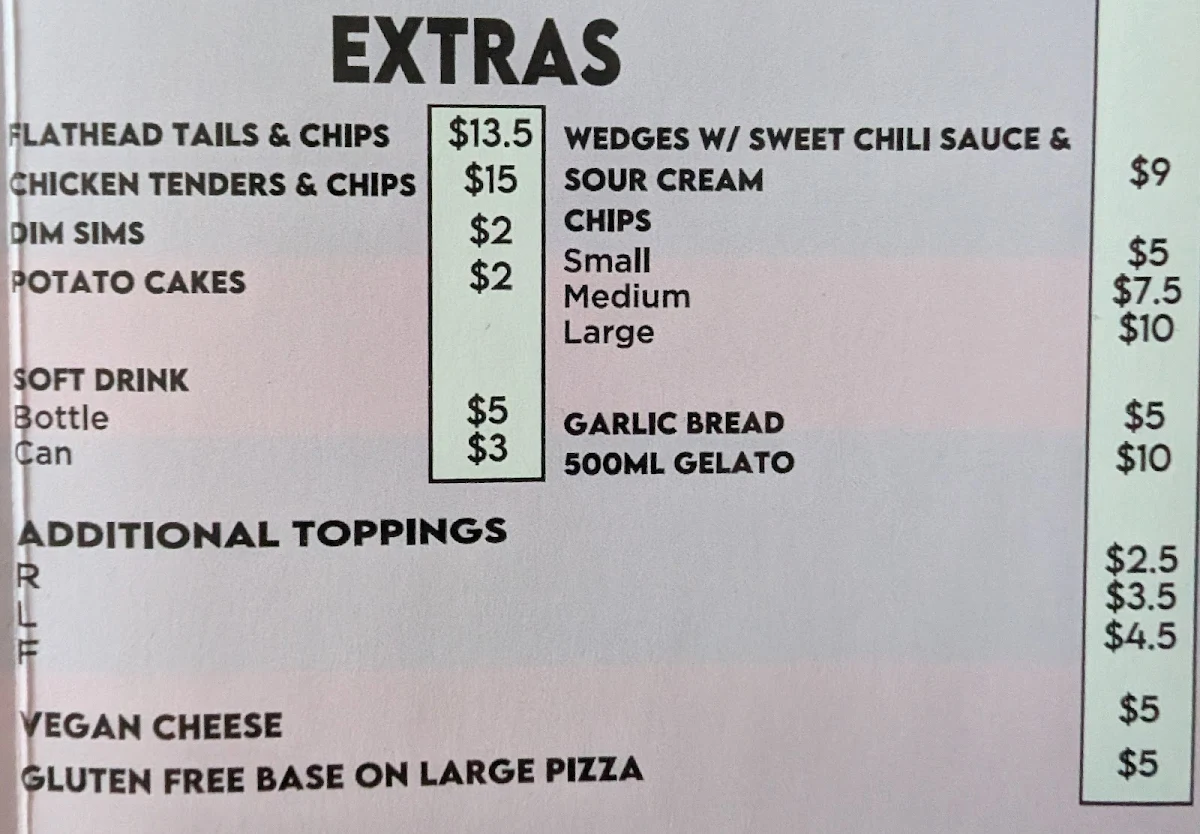 Menu, 4shore Pizza & Pasta