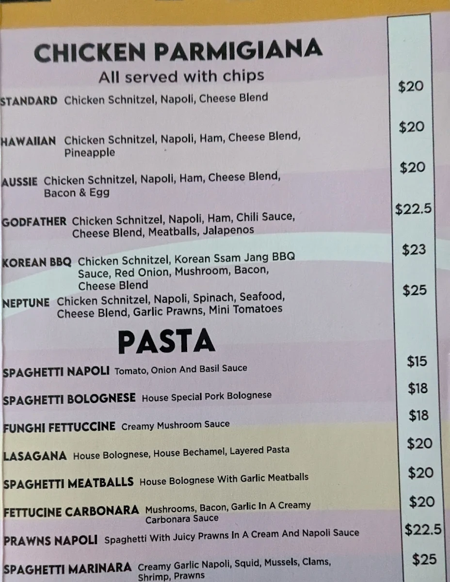 Menu, 4shore Pizza & Pasta