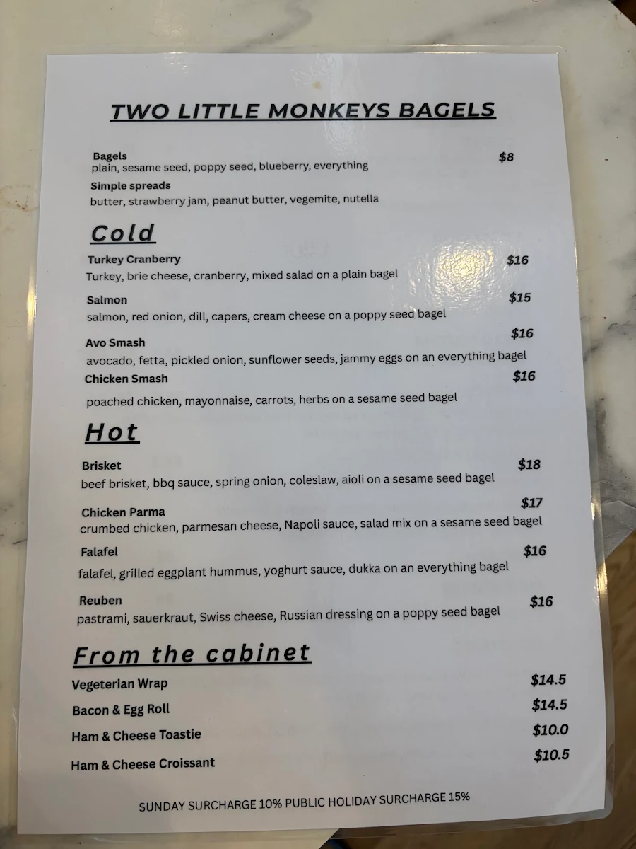 Menu, Two Little Monkeys