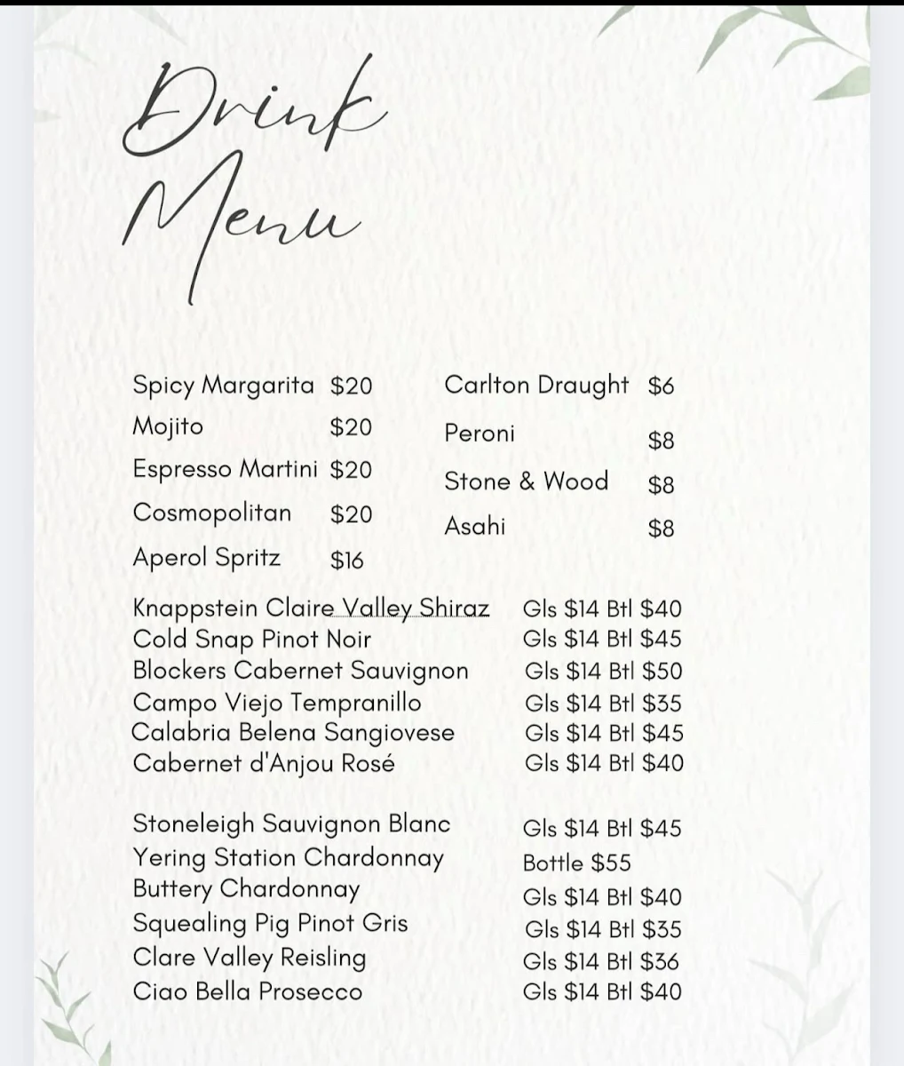 Menu, Two Little Monkeys
