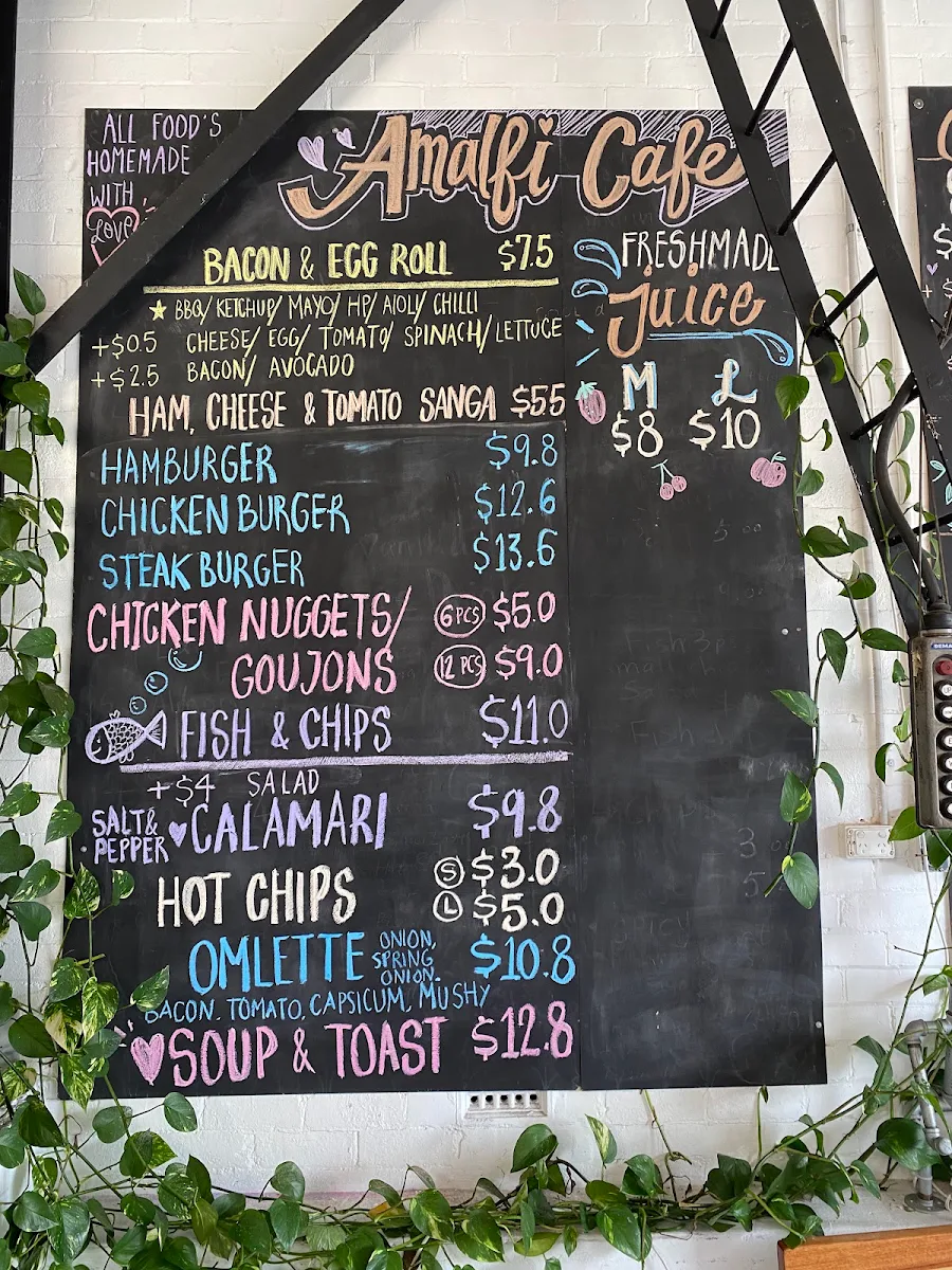 Menu, Amalfi Cafe and Coffee