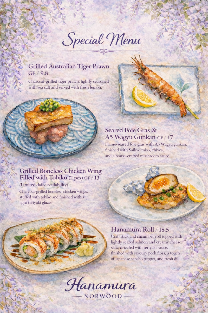 Menu, HANAMURA NORWOOD
