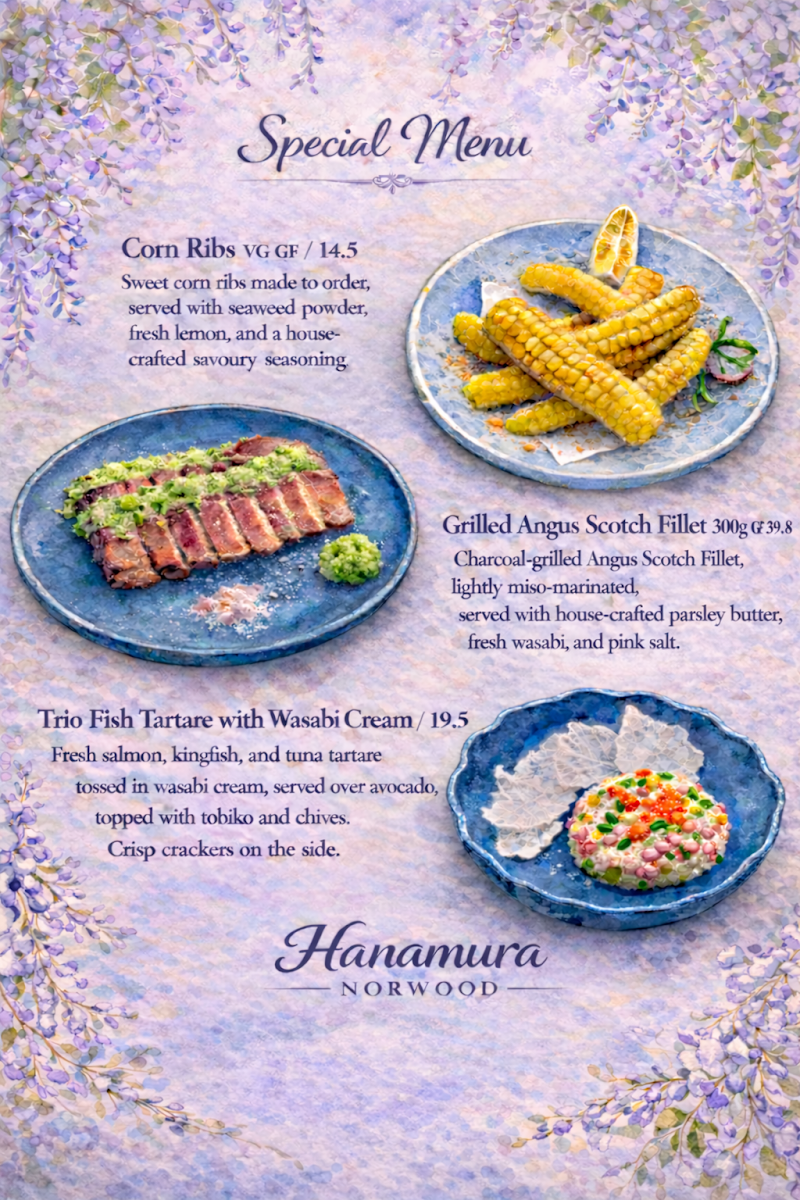 Menu, HANAMURA NORWOOD
