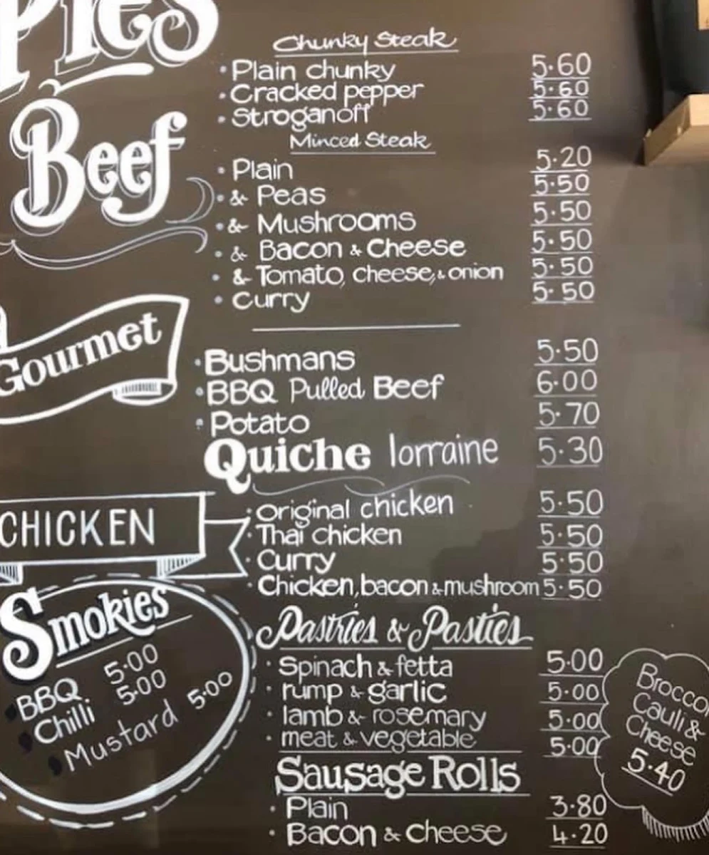 Menu, Noosa Outlook Bakery