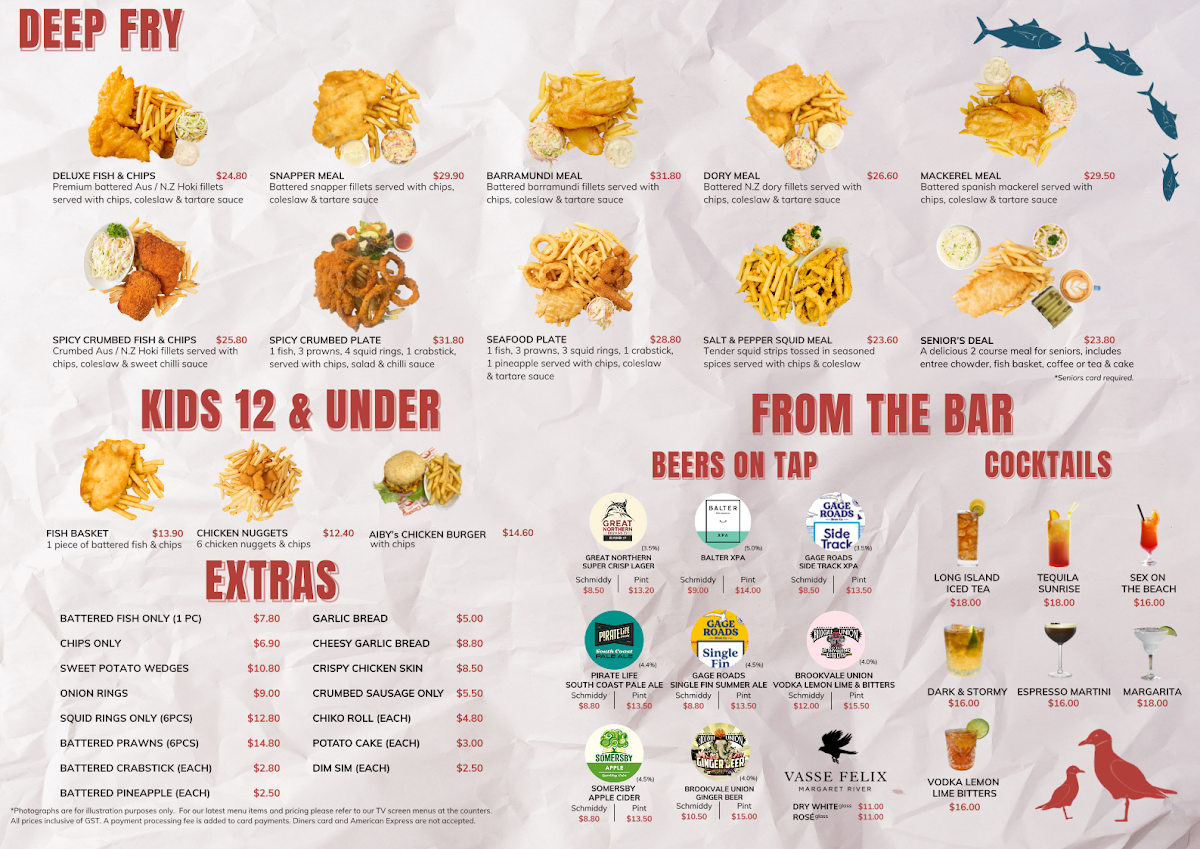 Menu, Cicerello's Fremantle