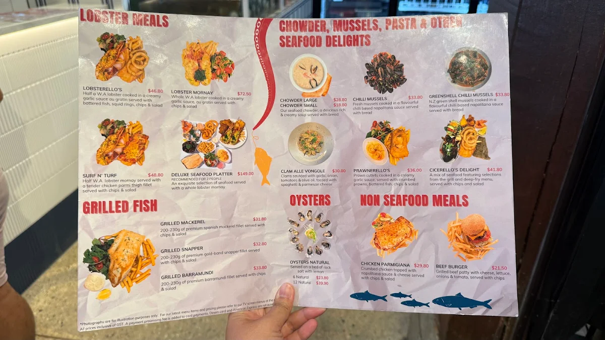 Menu, Cicerello's Fremantle