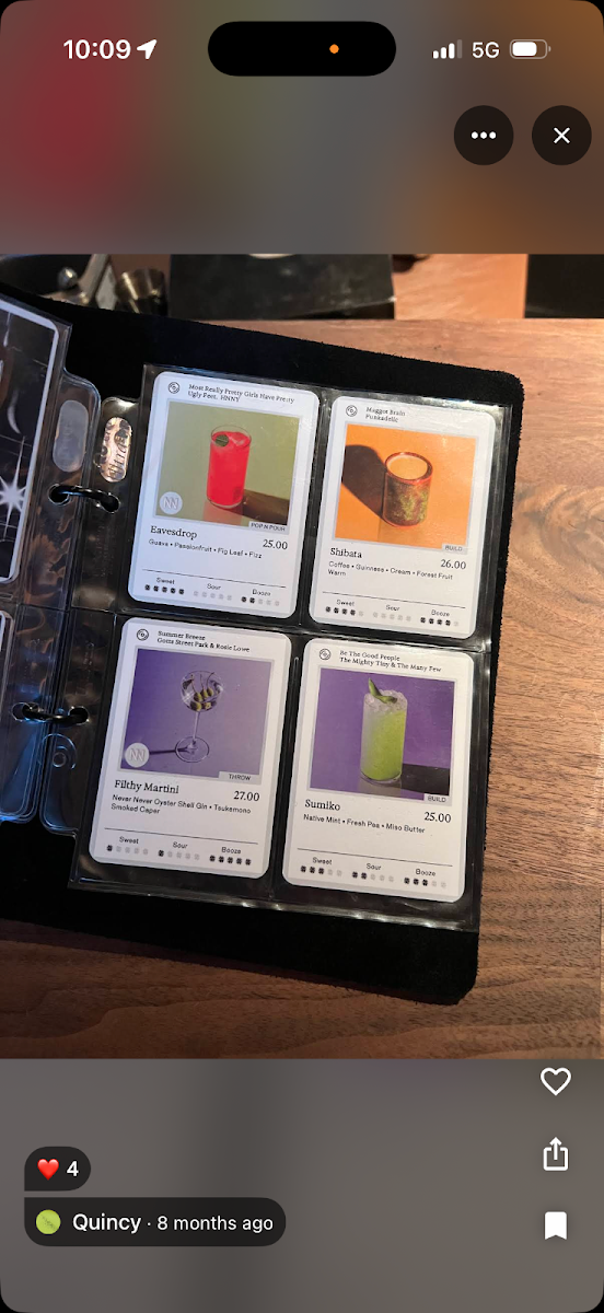 Menu, Honeydripper
