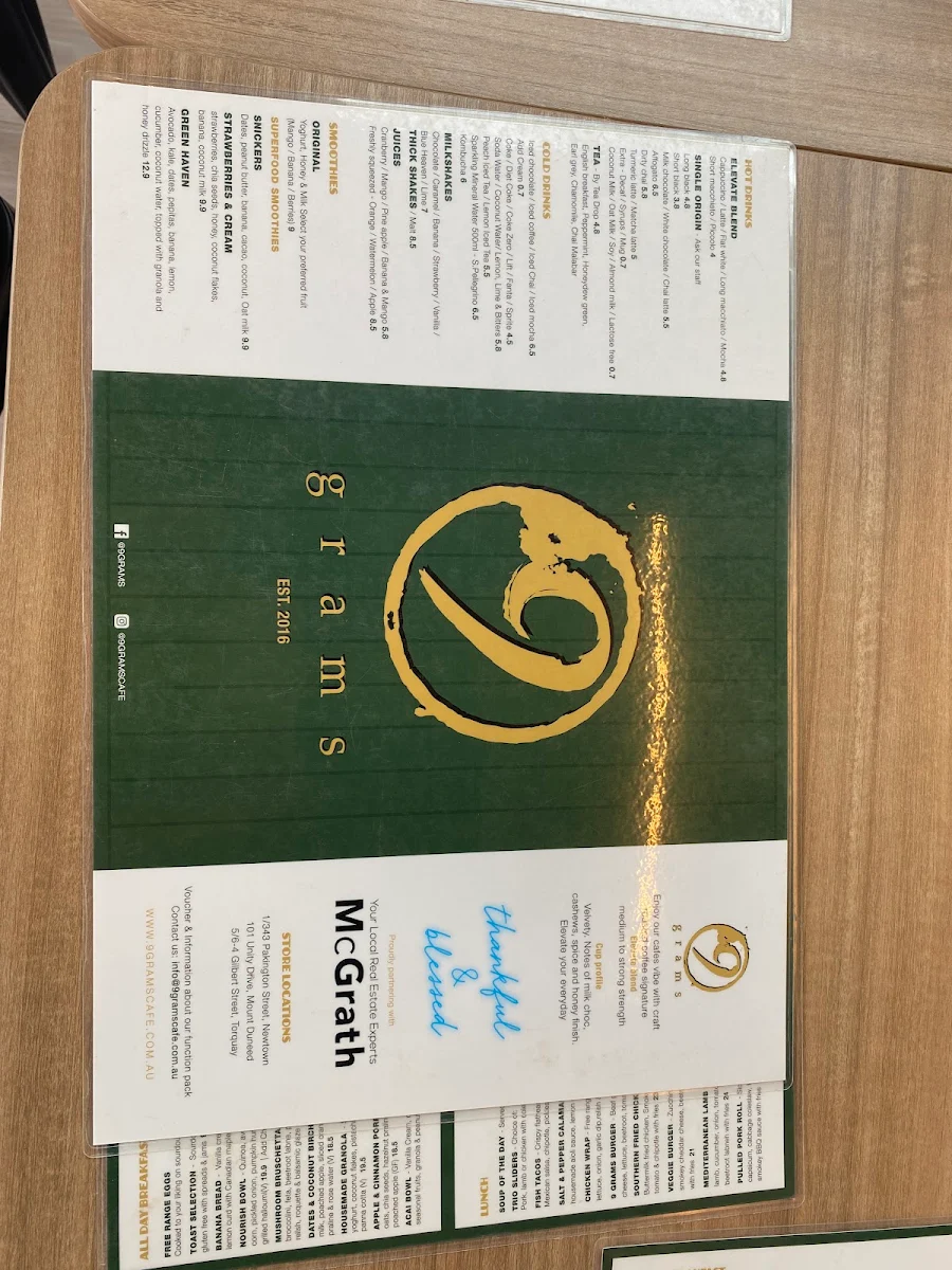 Menu, 9grams Lara