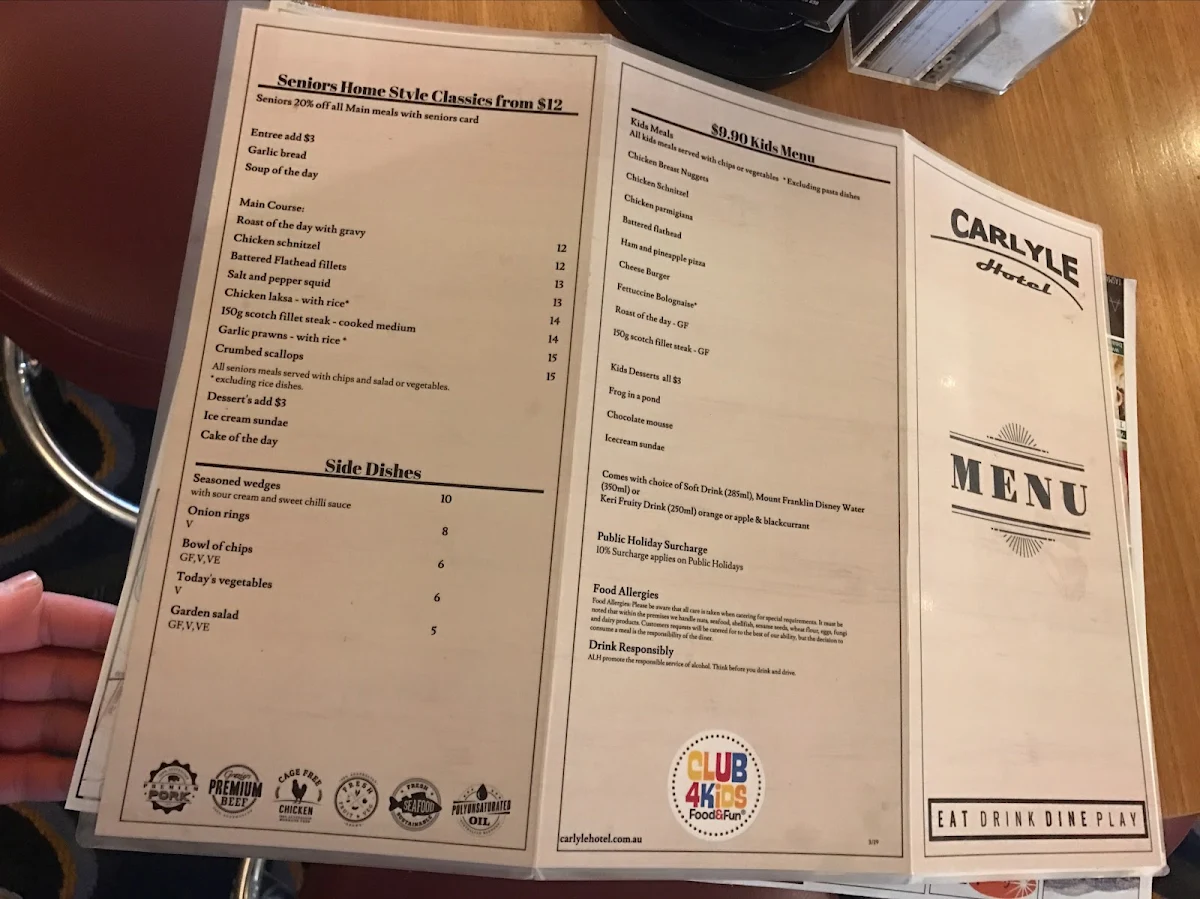 Menu, Carlyle Hotel