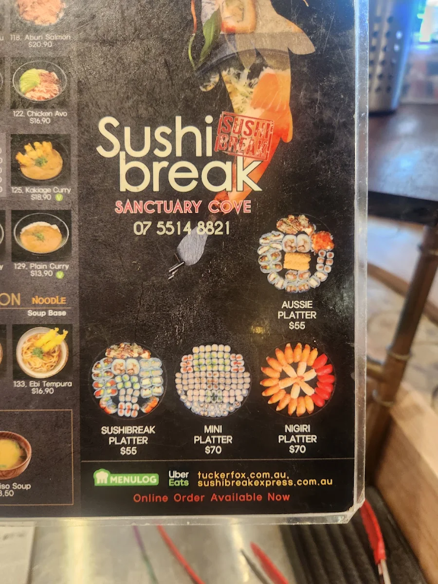Menu, Sushi break (Sanctuary Cove)
