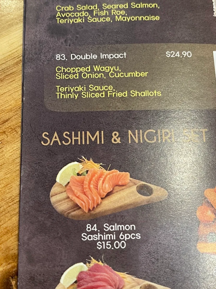 Menu, Sushi break (Sanctuary Cove)