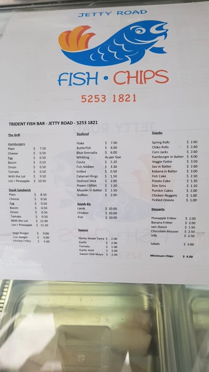 Menu, Jetty Rd Fish & Chips