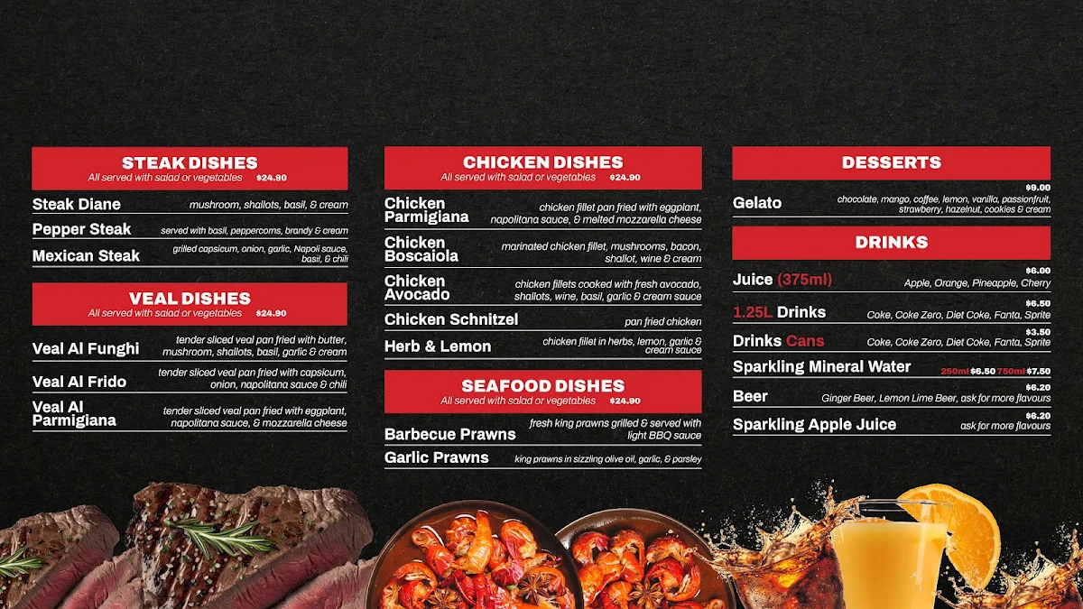 Menu, Papa Roma Pizzeria - Bondi Beach