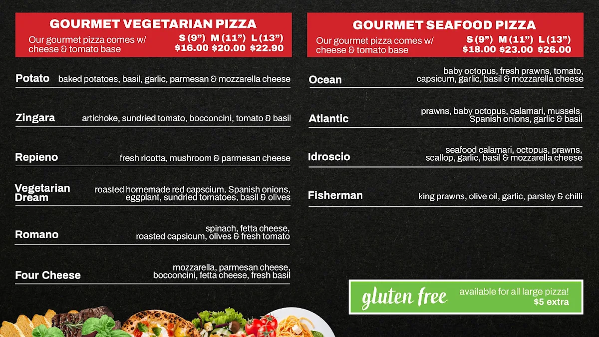 Menu, Papa Roma Pizzeria - Bondi Beach