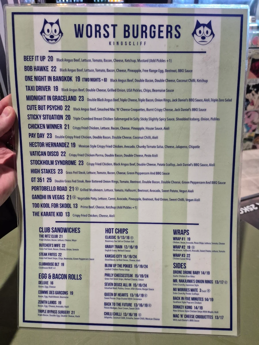 Menu, WORST BURGERS