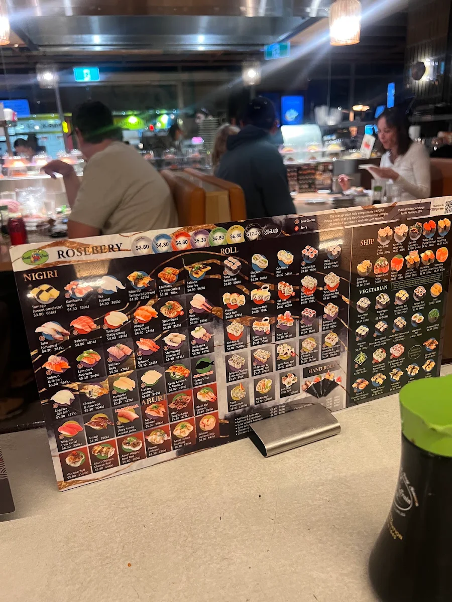 Menu, Sushi Train Rosebery