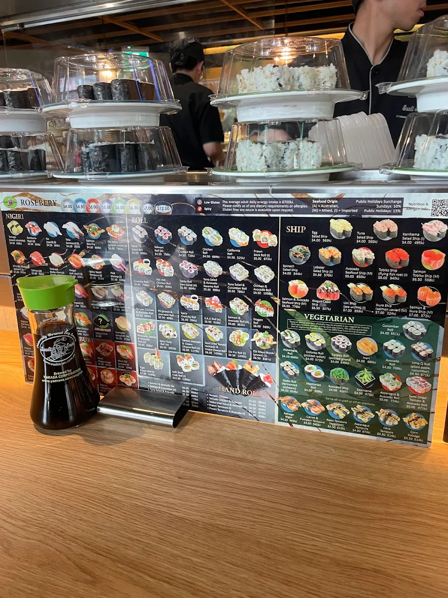 Menu, Sushi Train Rosebery