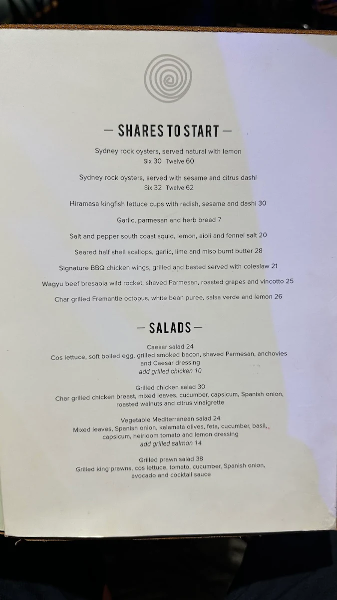 Menu, Hurricane's Grill & Bar Surfers Paradise