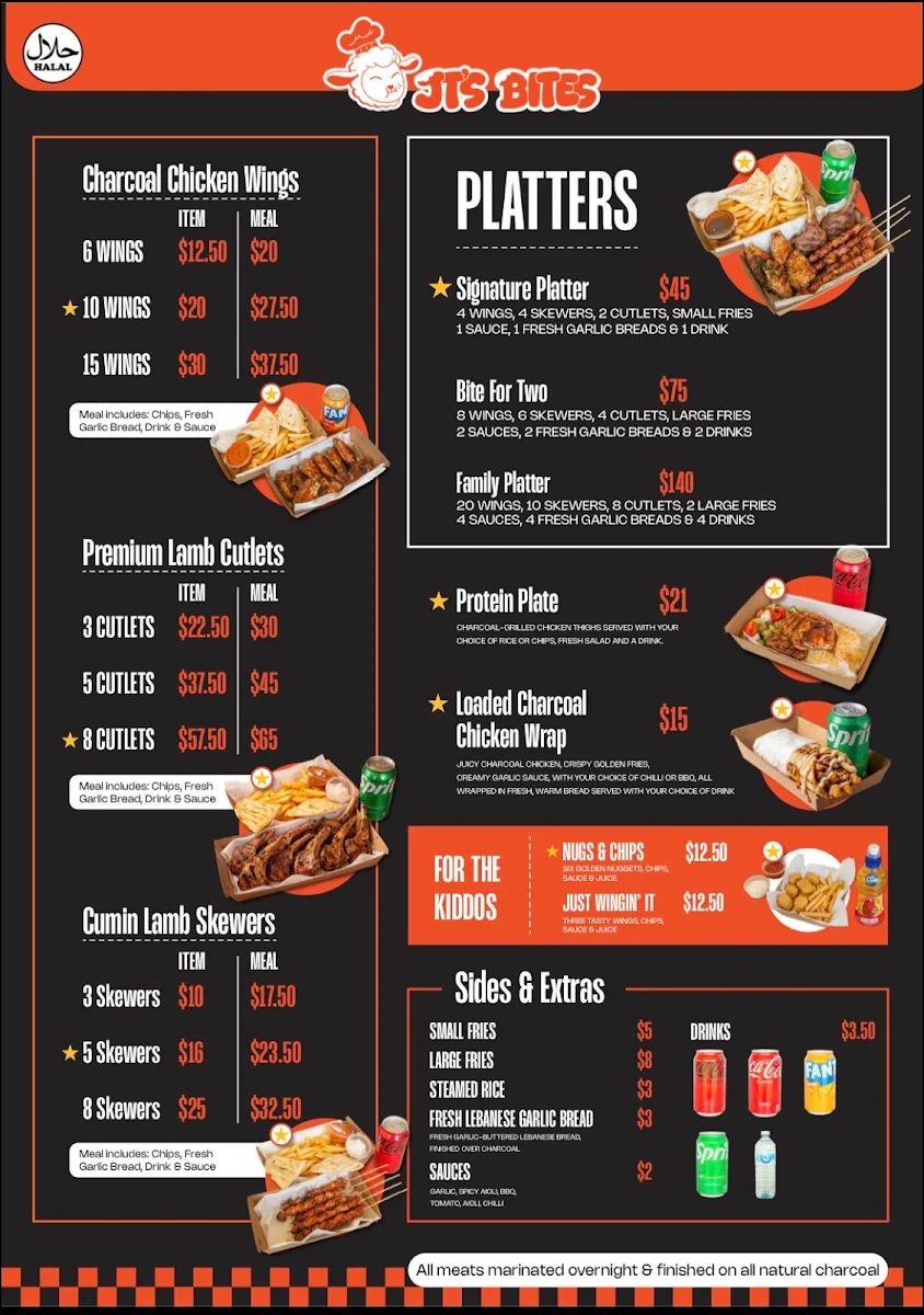 Menu, JT'S Bites