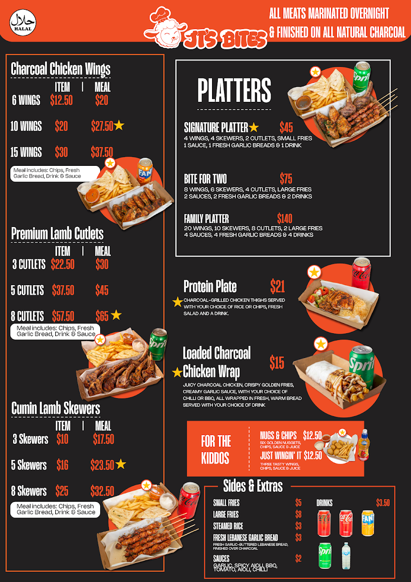 Menu, JT'S Bites