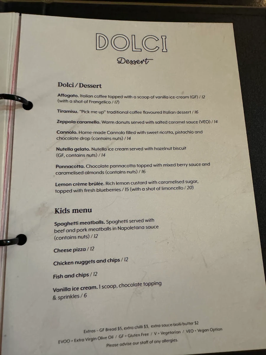 Menu, Locale Mio