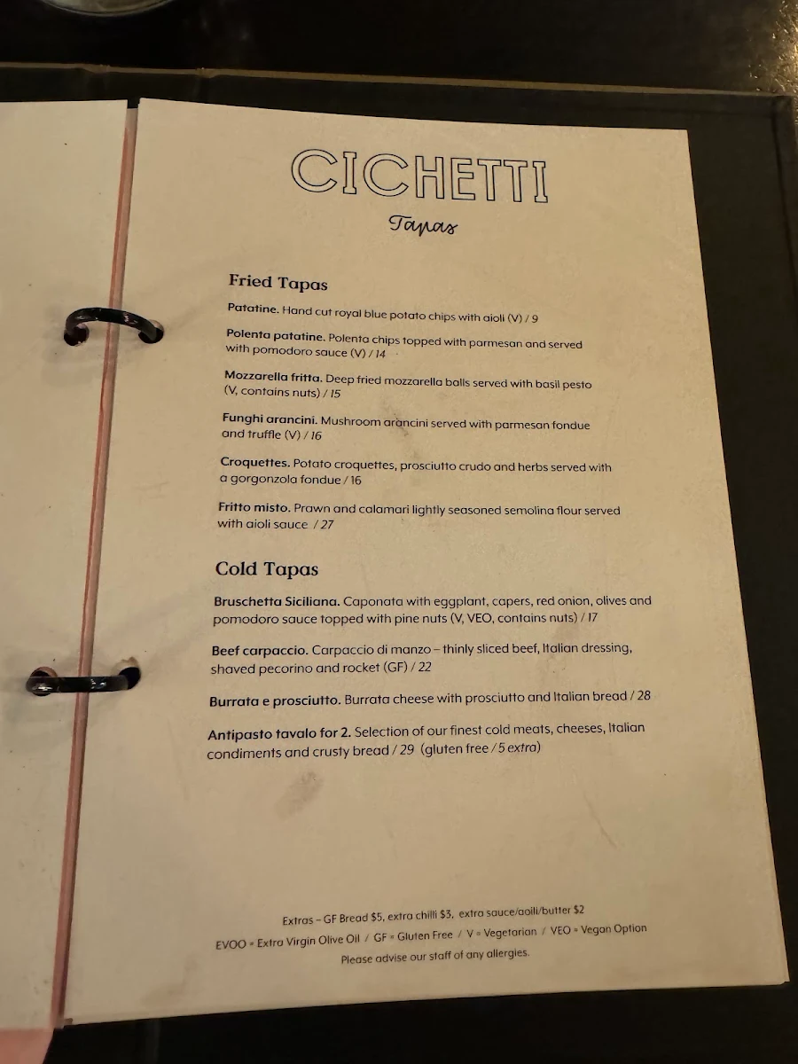 Menu, Locale Mio