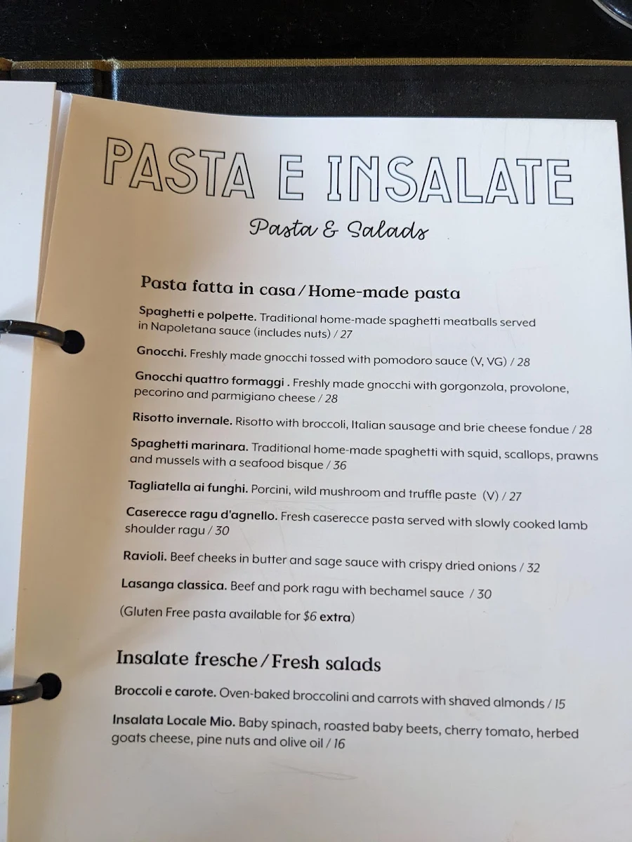 Menu, Locale Mio
