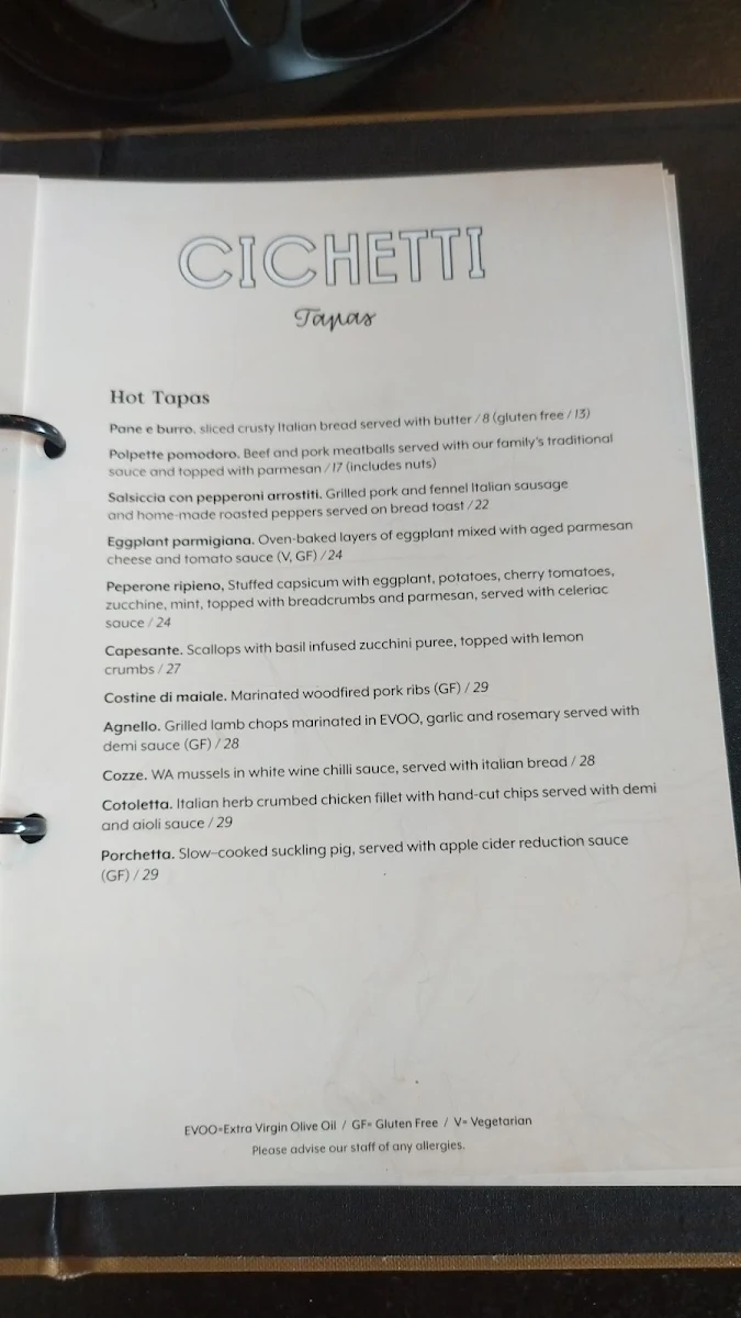 Menu, Locale Mio