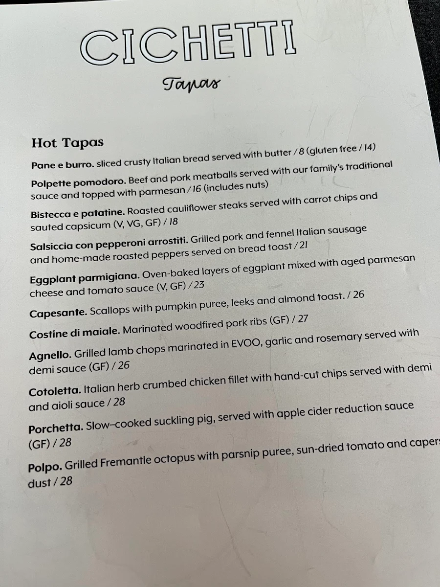 Menu, Locale Mio