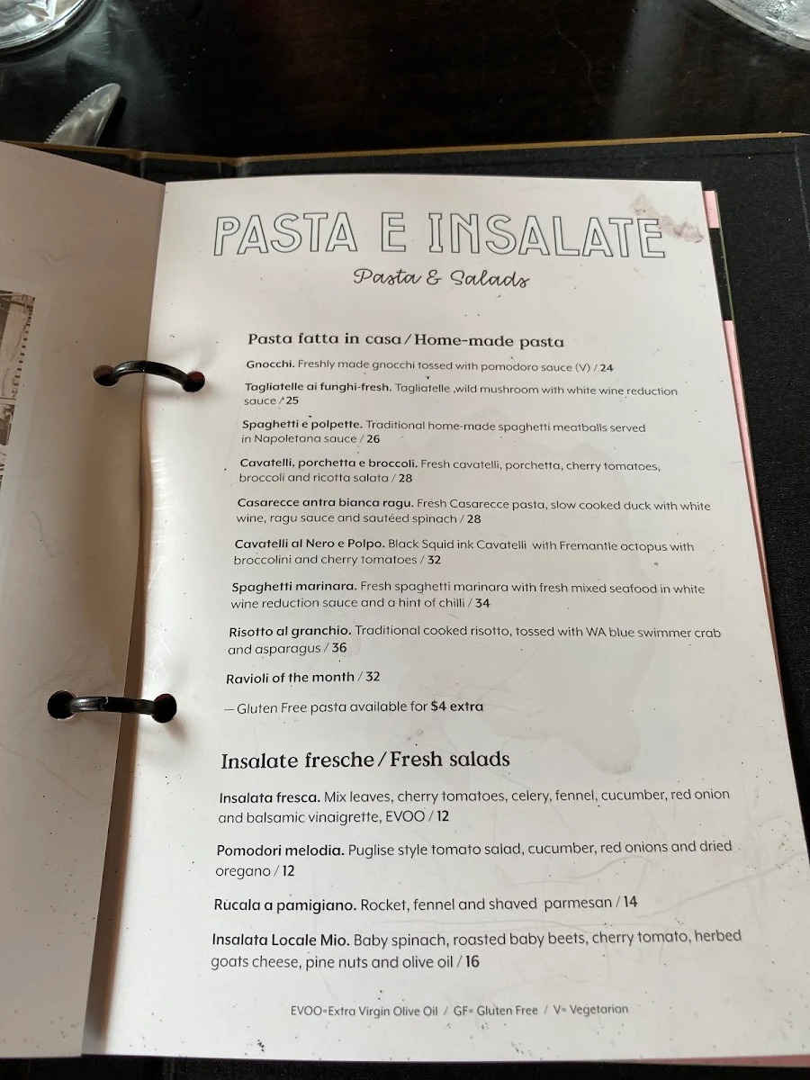 Menu, Locale Mio