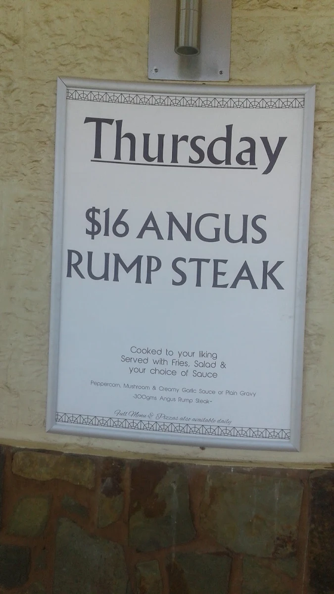 Menu, Kalgoorlie Hotel